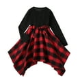 thumbnail image 1 of 13T Kids Girls Clothes Big Girls Dress 13-14 Years Big Girls Long Sleeve Round Neckline Plaid Dress Black, 1 of 7