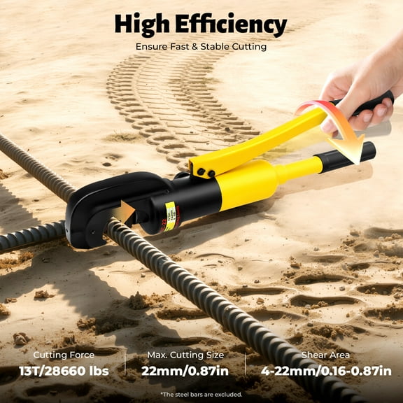 13Ton/28660 Lbs 4-22mm Rebar Cutter, Hand Powered Rebar Cutting Tool, Hydraulic Rebar Cutter Only for Cutting Steel Bars.