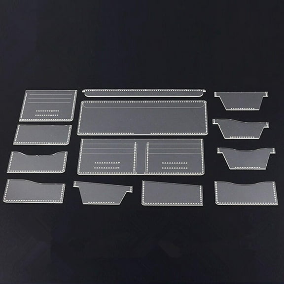 13X Clear Acrylic Wallet Pattern Stencil Template Drawings Set Leather Hand Craft DIY Tool