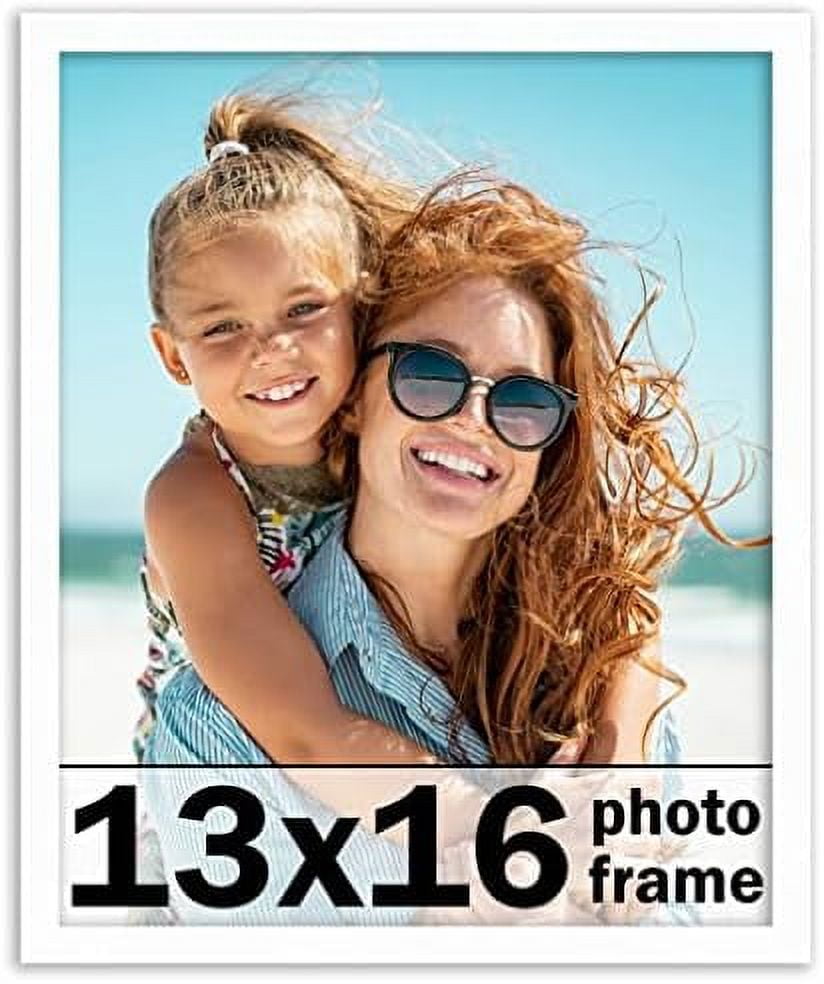 13X16 Frame White Solid Wood Picture Frame Includes UV Shatter Guard Front, Acid Free Foam
