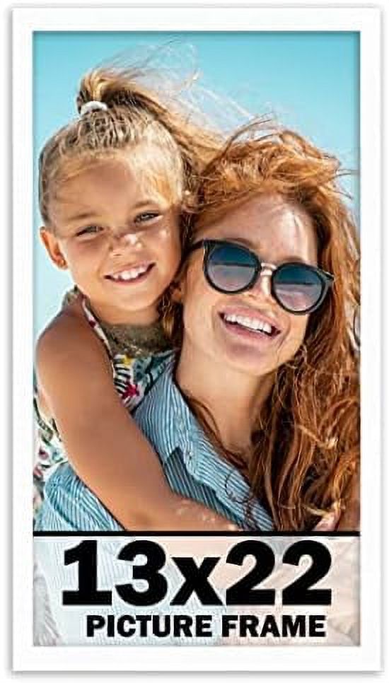 13X22 Frame White Solid Wood Picture Frame Includes UV Shatter Guard