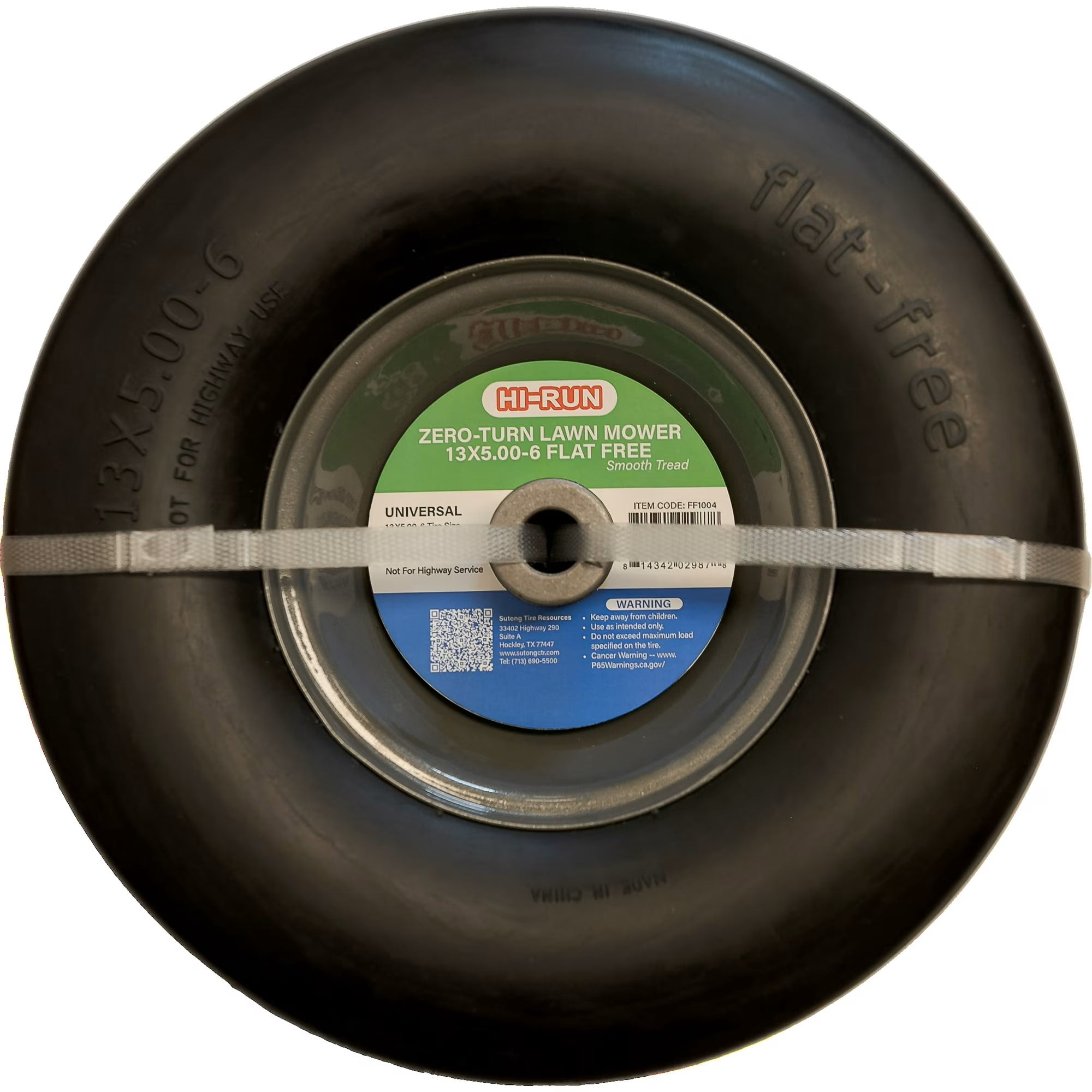 Hi-Run Smooth 13X5.00-6 Flat Free Zero-Turn Lawn Mower Tire & Wheel Assembly 3/4 Bushing