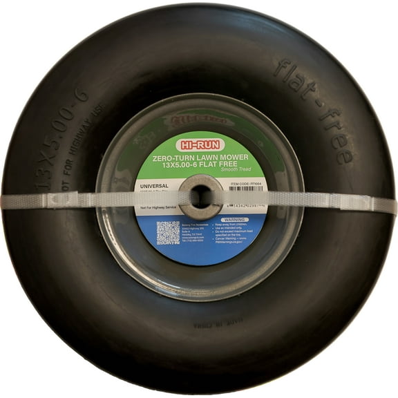 Hi-Run Smooth 13X5.00-6 Flat Free Zero-Turn Lawn Mower Tire & Wheel Assembly 3/4 Bushing