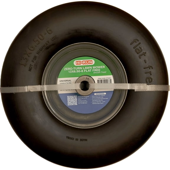 Hi-Run Smooth 13X6.50-6 Flat Free Zero-Turn Lawn Mower Tire & Wheel Assembly 3/4" & 5/8" Bushing