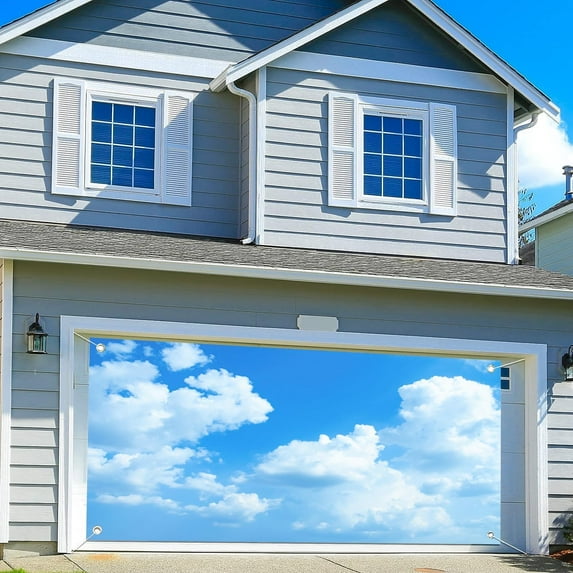 13X6 ft Large Blue Sky White Cloud Garage Door Background Sky Cloud Photography Backdrop Newborn Spring Kids Children Aviator Baby Shower Wedding Party Decoration Studio Props Cover