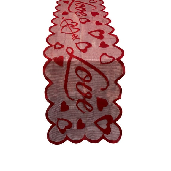 13X72 Inches Valentine Table Runner Heart Pattern Romantic Dining Decor For Wedding Anniversary Party Holiday Celebration Table Setting