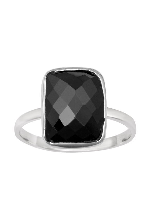13X8mm Rectangle Shape Black Spinel 925 Sterling Silver Solitaire Mother's Day Gift Ring