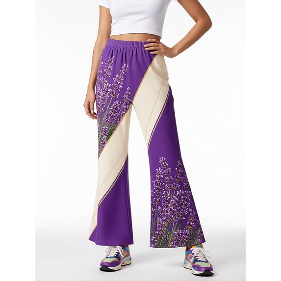 Girls Wide Leg Flared Pants, Digital Print Bell Bottom Trousers, Casual Slim-Fit Kids Outfit for Spring Summer Wear, Ages 4-13
