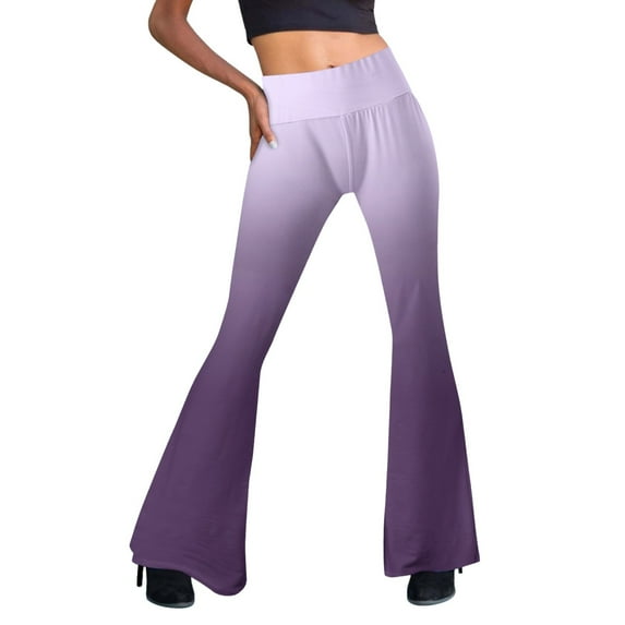 Gradient Flare Pants Elastic Waist Wide Leg Pants for Women Stretchy and Soft