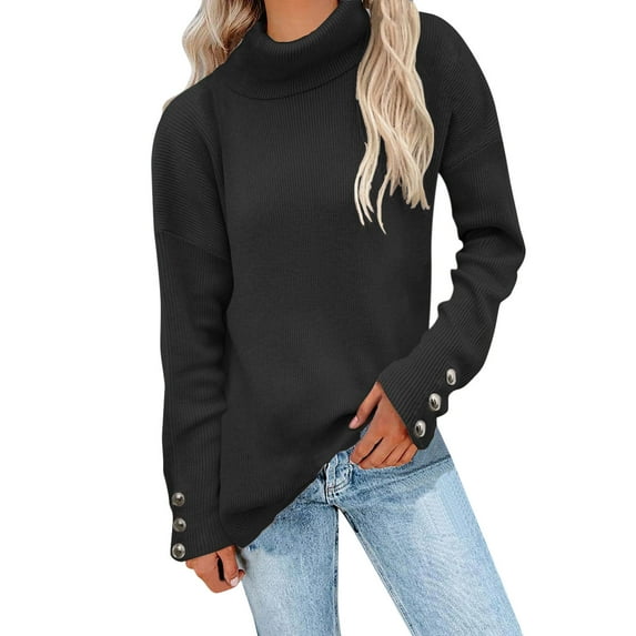 Women Solid Color Long Sleeve Cowl Neck Pullover Sweater
