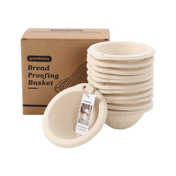 13cm/5inch Mini Sourdough Banneton Round Pulp Bread Proofing Basket Set 12 with Linen Liners Homemade Bread Baking Supplies