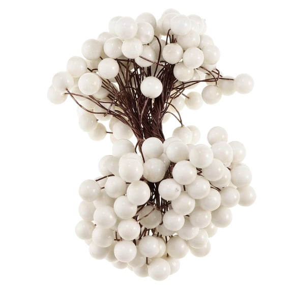 13cm Christmas Holly Cones Leaf Branch Artificial Flower Decor Floral Wreath Tree Ornament DIY Craft , White