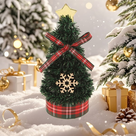(Off-Season Clearance)13cm Mini Christmas Tree – Cute Cartoon Desktop Decor (Holiday Gifts & Party Decor)