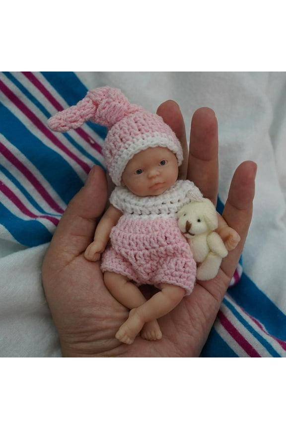 13cm Realistic Micro Preemie Doll - 4.5" Open-Eyes Silicone Reborn Baby, Ultra-Lifelike Mini Newborn Collectible (Style 3)