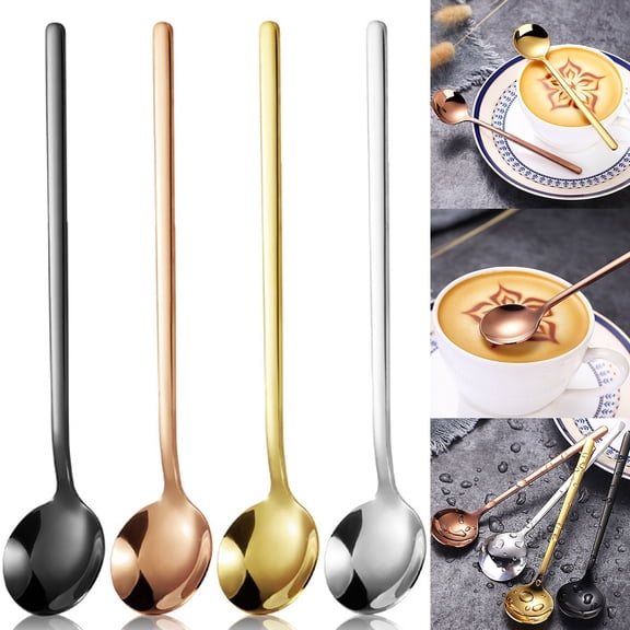 13cm Small Round Spoon, 304 Stainless Steel Teaspoons, Silver Frosted Handle Spoons for Tea Ice Coffee Dessert Sugar, Black, 5.1 Inches, By Niriyo