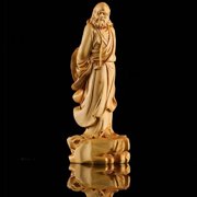 13cm Solid Wood Dharma Monk Statue Zen Sculpture Feng Shui Ornament Carved Home Decor Altar Figurine Meditation Gift