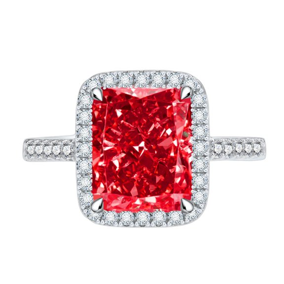 13ct Radiant Cut Zircon Wedding Rings for Women S925 Sterling Silver Rings for Women 10*12mm Zircon Eternity Women Engagement Rings Stylish Hypoallergenic Personalized Promise Rings