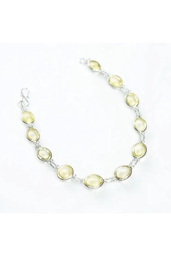 13ctw Natural Untreated Yellow Citrine Link Tennis Bracelet