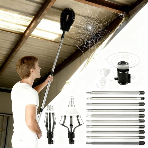 13fT Light Bulb Changer Pole for High Ceilings Tall Lightbulb Remover Tool High Ceiling,Light Extension Stick Chandelier Changer-Broken Bulb Extractor Tool with Cleaning Brush Head$$Tools