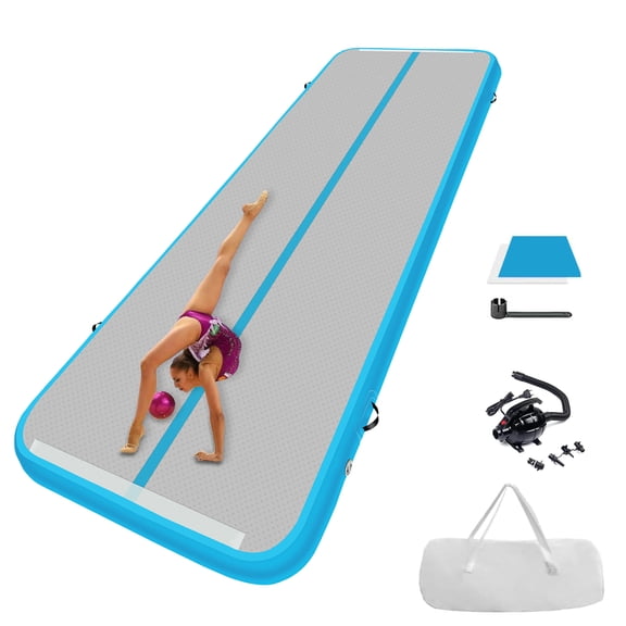 13ft/16ft/20ft Inflatable Air Gymnastics Mat Training Mats 4.3ft Widening 4 inches Thickness Gymnastics Tracks with Electric Air Pump for Home Use/Training/Cheerleading/Yoga/Water