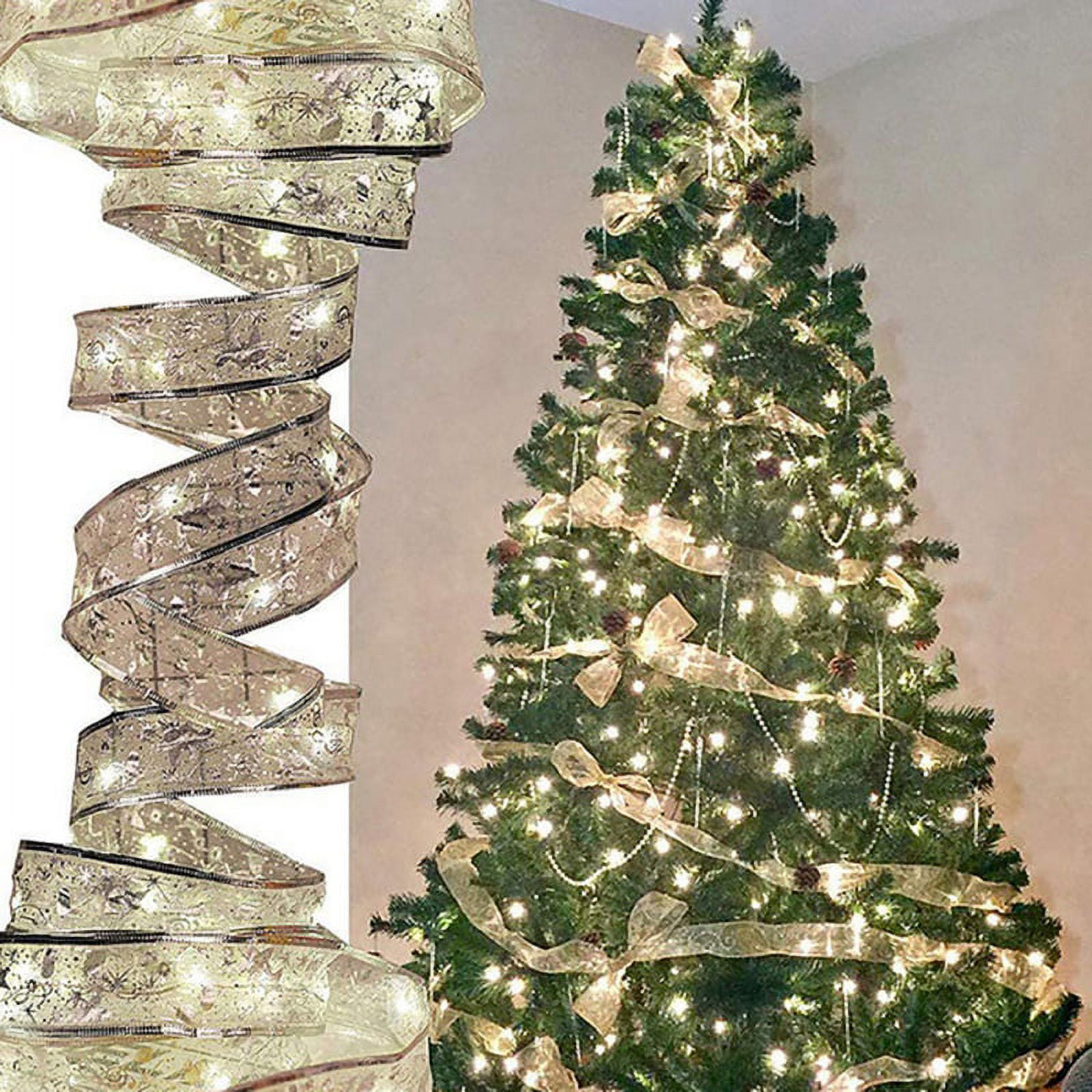 13ft 40 LED Christmas Lights Ribbon Christmas Sheer Ribbon with Inside ...