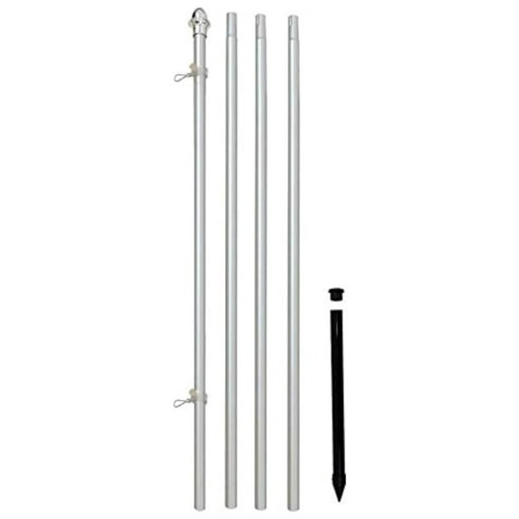 13ft Aluminum (Silver) Outdoor Pole with Ground Spike
