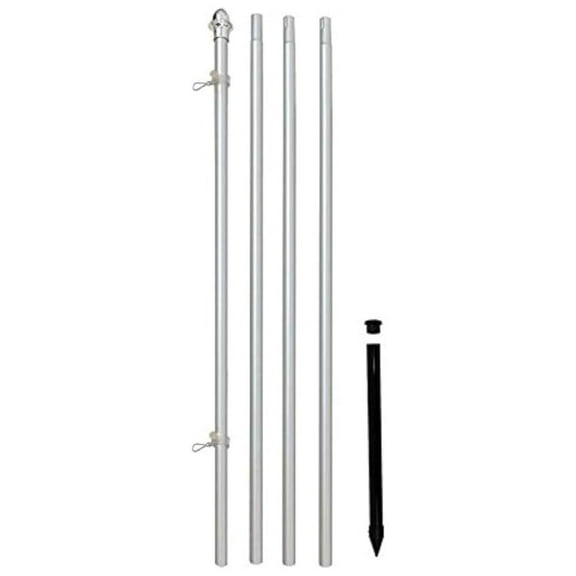13ft Aluminum (Silver) Outdoor Pole with Ground Spike
