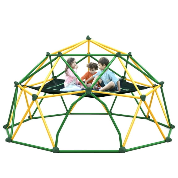 13ft Geometric Dome Climber Play Center, Kids Climbing Dome Tower with Hammock, Rust & UV Resistant Steel Supporting 1000 LBS