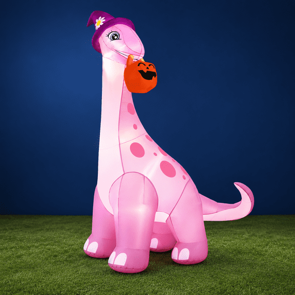 13ft Giant Outdoor Pink Dinosaur Inflatable Decoration with LED Light and Blower