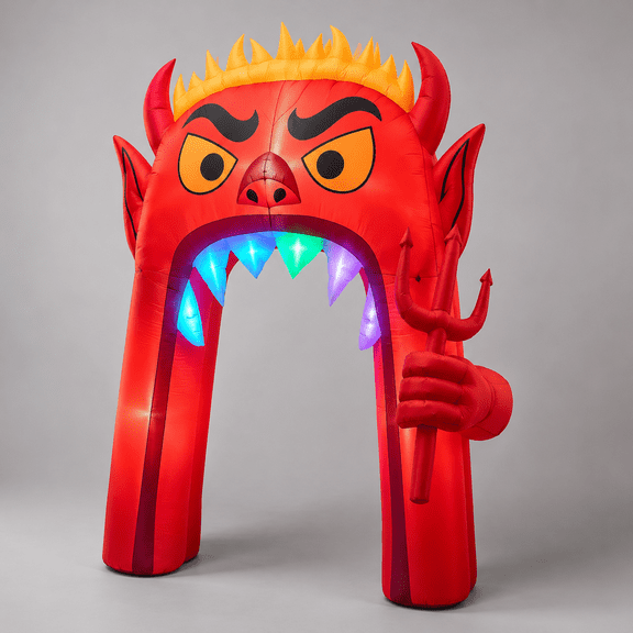 13ft Inflatable Red Devil Archway, Outdoor Yard Decor with LED Lights