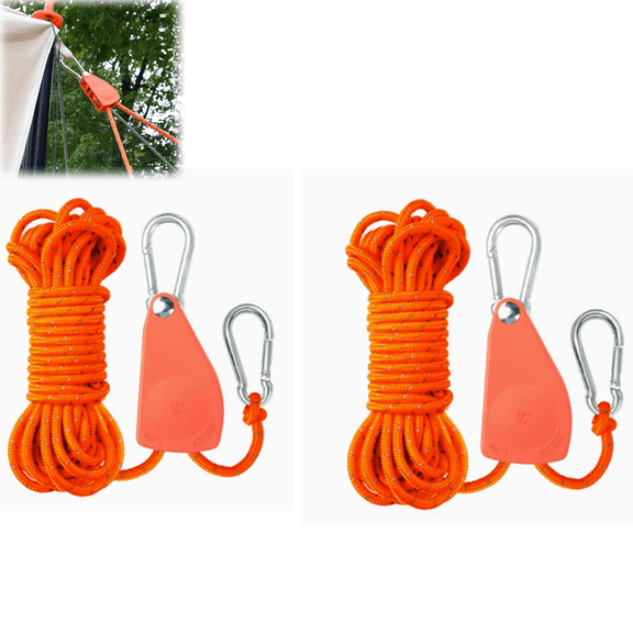 13ft Paracord Rope Tie  Pulley Tightener Tensioner Adjuster Camping Rope Tent Tarp Tie Downs Grow Plant Light Hangers Down Ratchet Strap Small Reflective Portable Adjustable Fix