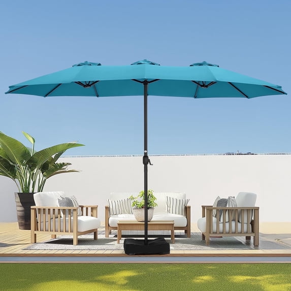 13ft Patio Umbrella with Base,Double Sided Outdoor Large Rectangular Patio Umbrella with Crank Handle, for Lawn Garden,Home,Outdoor Activities