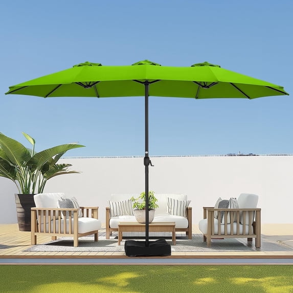 13ft Patio Umbrella with Base,Double Sided Outdoor Large Rectangular Patio Umbrella with Crank Handle, for Lawn Garden,Home,Outdoor Activities