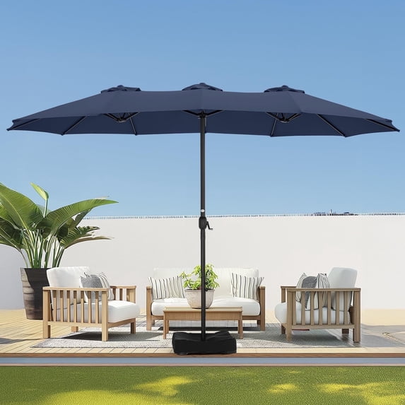 13ft Patio Umbrella with Base,Double Sided Outdoor Large Rectangular Patio Umbrella with Crank Handle, for Lawn Garden,Home,Outdoor Activities