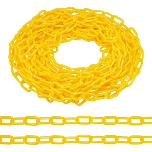 13ft Plastic Safety Chain,Bexikou 0.23inch Diameter Plastic Chain Barrier, Yellow Barrier Chain Links for Crowd Control Road Construction Closed Areas Garage Entrance Courtyard Garden Hotel