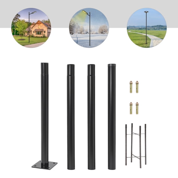 13ft Street Light Pole, Outdoor Courtyard Parking Lot Lighting Post, Modern Street Lamp Post with Stable Base