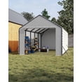 thumbnail image 1 of 13ft Wide Heavy Duty PE Carport – Waterproof Outdoor Garage Shelter for Car, Truck, Boat with Removable Sidewalls, Grey, 1 of 5