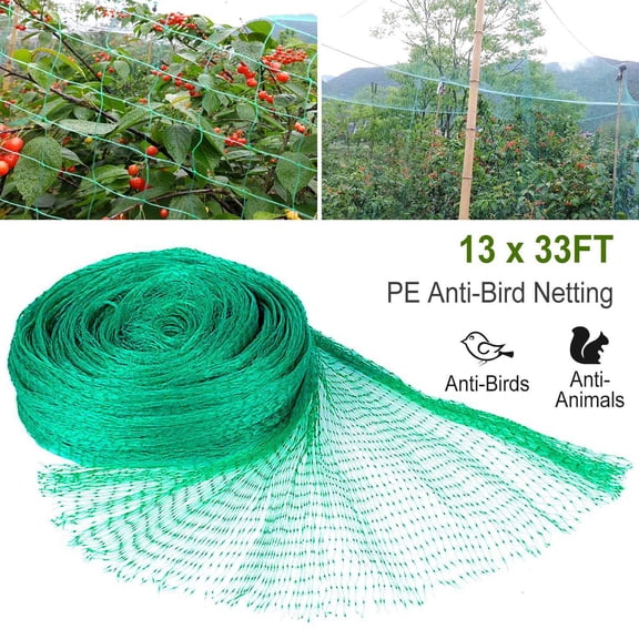 13ft x 33ft Garden Netting with 0.6" Mesh Holes, Heavy-Duty PE Anti-UV Bird Proof Net, 430sqft Plant Protection Cover for Vegetables Fruits Flowers