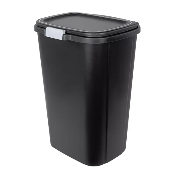 Hefty 13gal Odor Block Trash Can Black: Kitchen Touch-Top Garbage Can, Tight-Fitting Lid, Indoor, Rectangle, Matte Finish