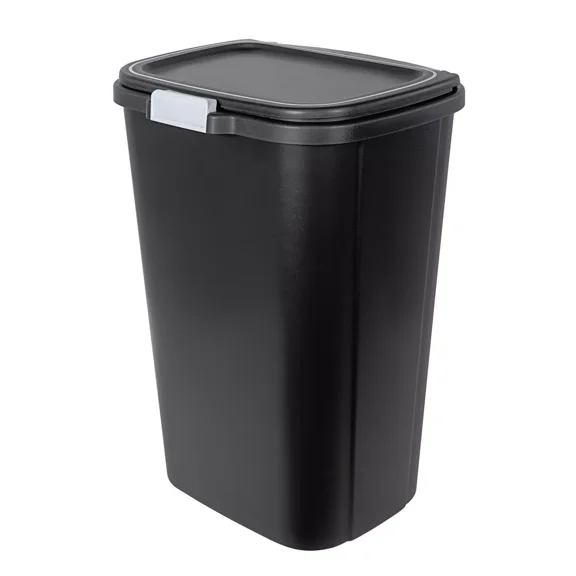 Hefty 13gal Odor Block Trash Can Black: Kitchen Touch-Top Garbage Can, Tight-Fitting Lid, Indoor, Rectangle, Matte Finish