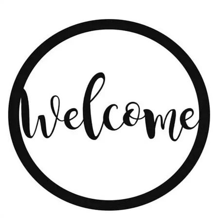 13in/15in/19in Metal Wall Art - Welcome Round Sign - Metal Wall Art - BlackBedroom/Living Room/Home Decoration