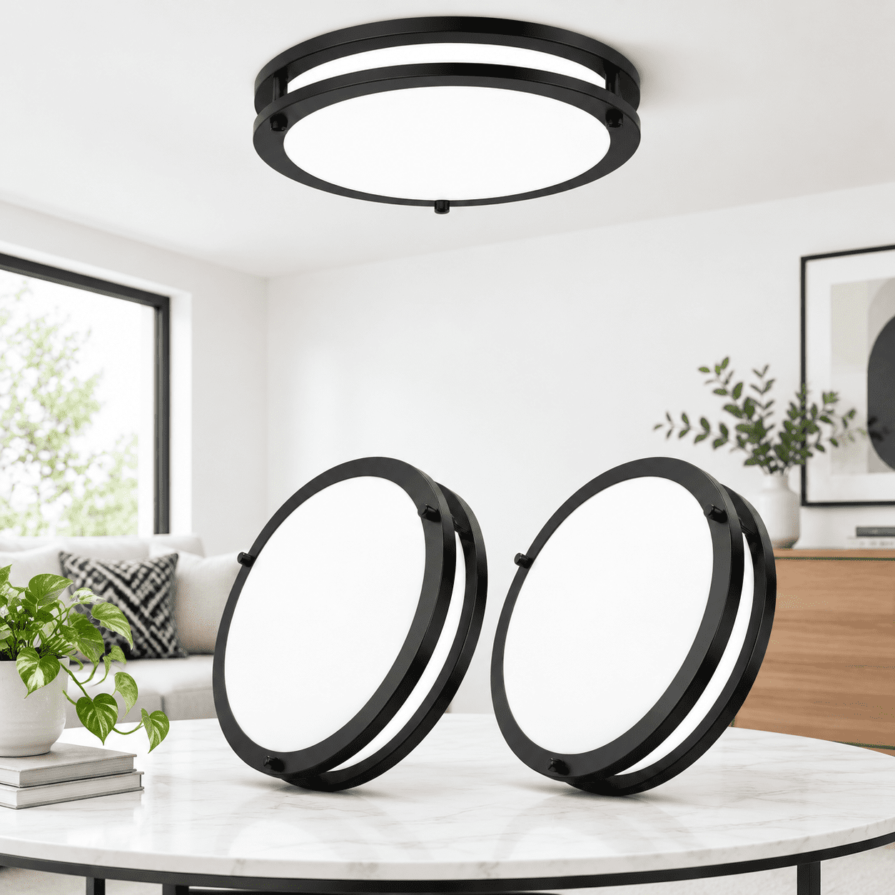 13in 36w Black Dimmable Led Ceiling Lights 2-pack 3600lm Super Bright ...