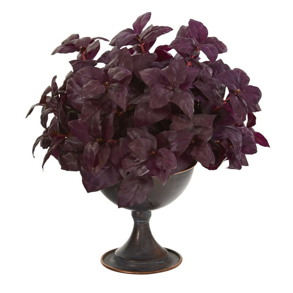 13in. Basil Artificial Plant in Metal Chalice