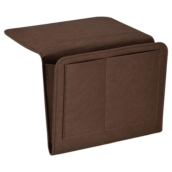 13in Bedside Caddy, Bed Caddy Bedside Organizer Hanging 5 Pocket Soft Bed Pockets Bedside Storage Organizer Remote Control Holder for Bedroom Phones Glasses, Dark Brown