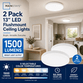 thumbnail image 1 of Mainstays 13 Inch Flush Mount LED Ceiling Light with 5CCT Selectable Color Temperatures (2 Pack), 1 of 6