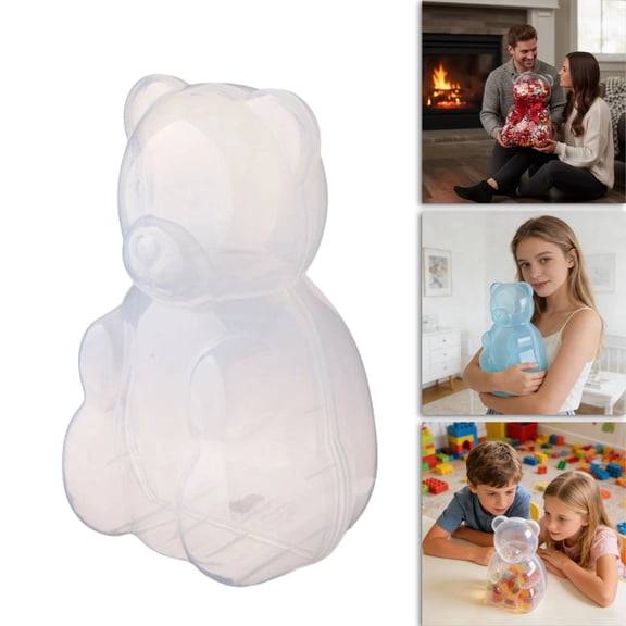 13in Giant Gummy Bear Container - Clear Bear-Shaped Plastic Gift Box for Valentine’s Day - Reusable Large Candy Holder for Party Favors & Storage - Jumbo Bear Jar Centerpiece for Home & Events(Clear)