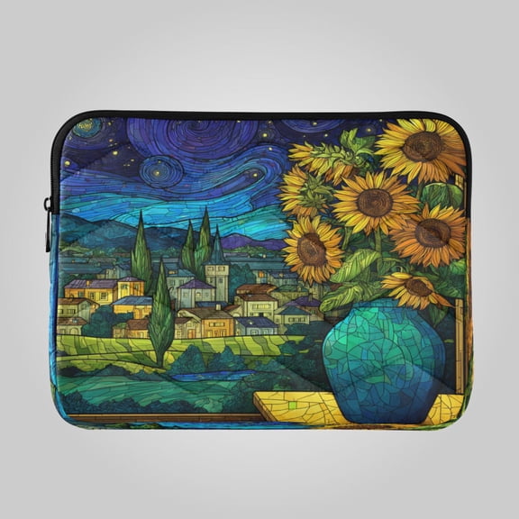 13in Laptop Bag Briefcases Computer Inner Bags Computer Bags Laptop Sleeves Work Travel School Bag Cosmic Sunflower View