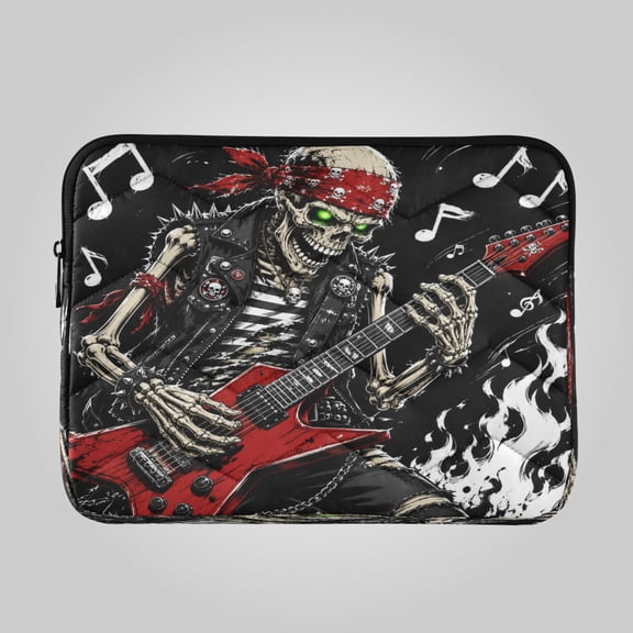 13in Laptop Bag Briefcases Computer Inner Bags Computer Bags Laptop Sleeves Work Travel School Bag Red Guitar Punk Skeleton