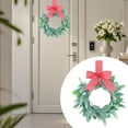 thumbnail image 1 of 13in Mini Boxwood Wreath with Red & White Plaid Bow – Faux Greenery Wreath for Front Door, Kitchen Cabinet, Wall, Indoor/Outdoor Farmhouse Holiday Decor, 1 of 4