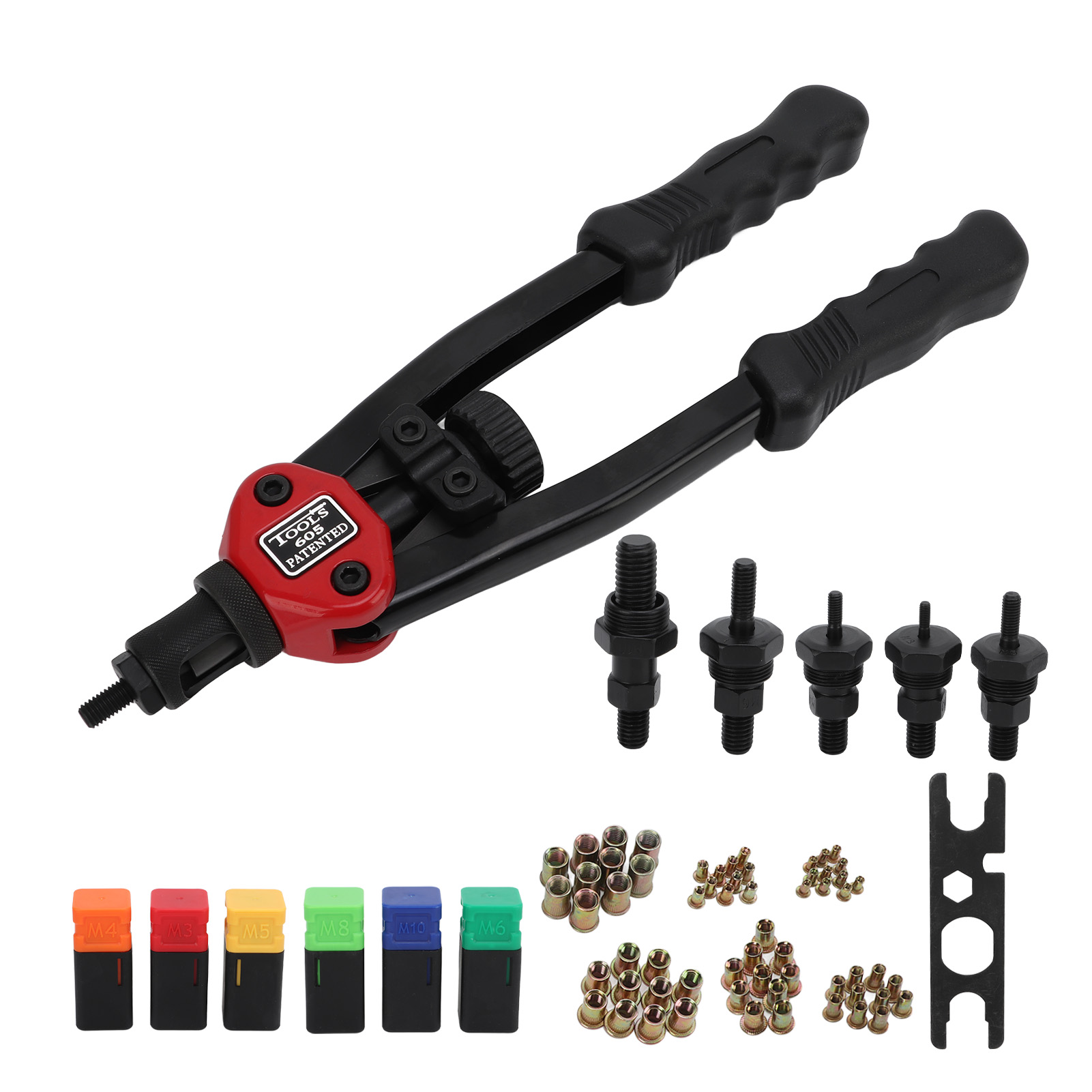 13in Rivet Nut Tool Set Hand Riveter with M3 M4 M5 M6 M10 Screw Nut ...